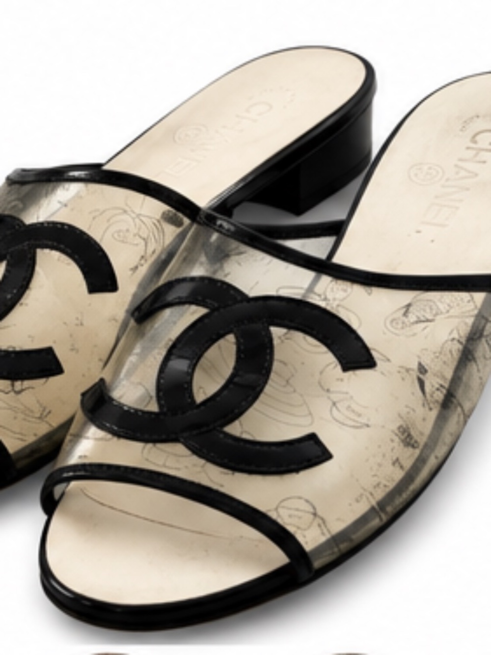CHANEL ARCHIVAL CC PVC SLIDES